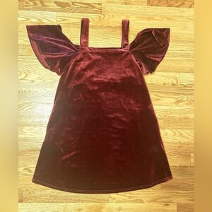 Velour burgundy holiday dress off shoulder